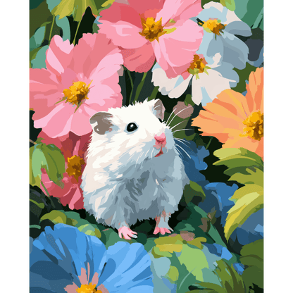 Hamster in het bloemenveld- Schilderen op nummers