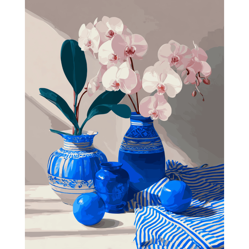 Orchidee en porselein- Schilderen op nummers