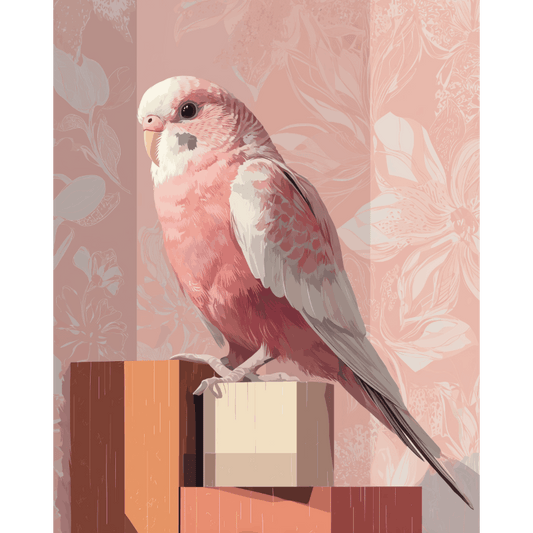 Roze parkiet- Schilderen op nummers