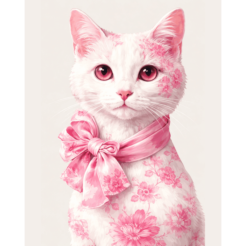 Delfts roze kat- Schilderen op nummers