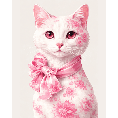 Delfts roze kat- Schilderen op nummers