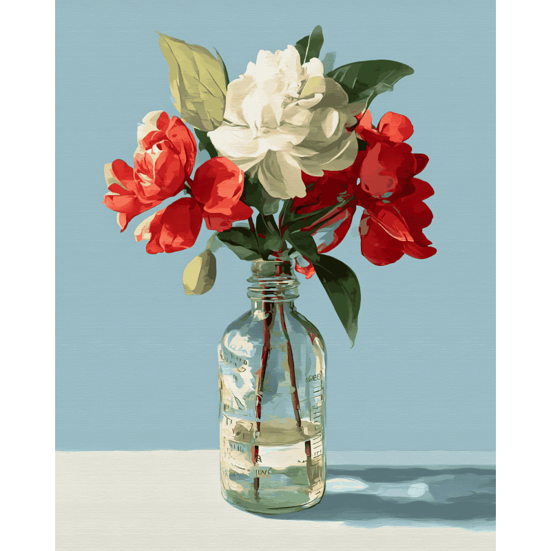 Bloemen in een fles- Schilderen op nummers