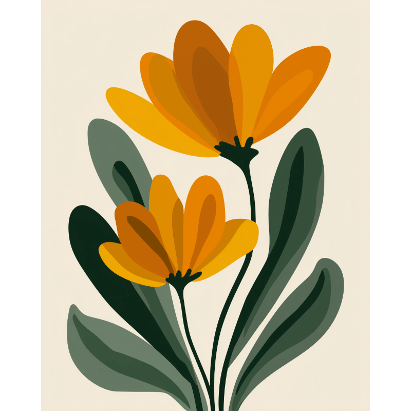 Minimalistische bloemen- Schilderen op nummers