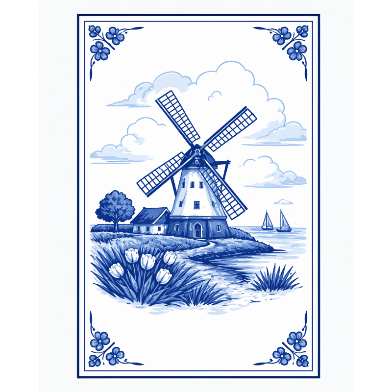 Hollandse windmolen- Schilderen op nummers