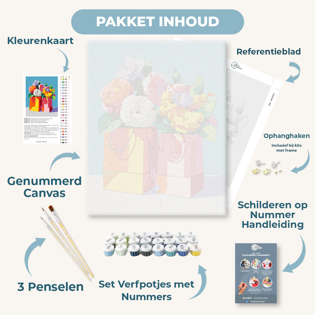 Bloemen in papieren zak