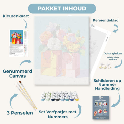 Bloemen in papieren zak