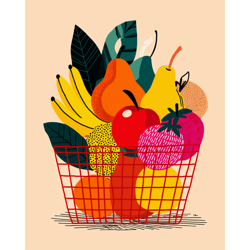 Fruitmand- Schilderen op nummers