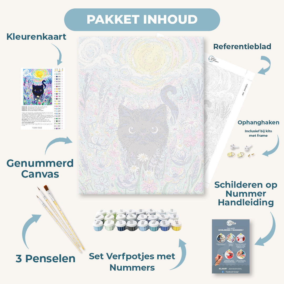 Kat in de bloemenweide – by Tiny Tami