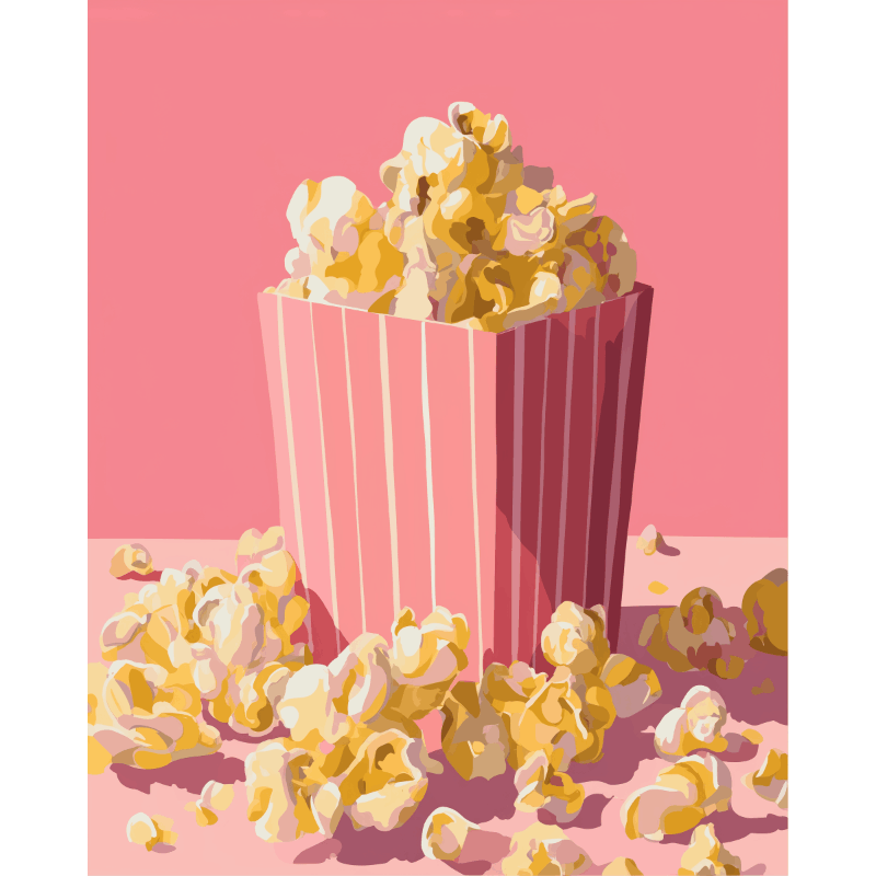 Roze popcorn- Schilderen op nummers