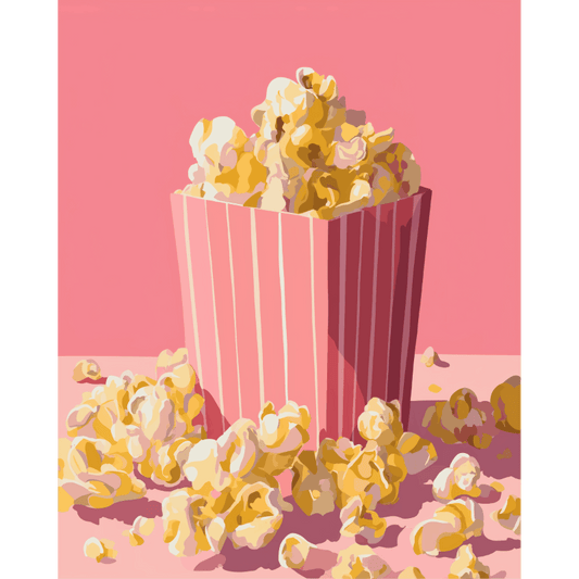 Roze popcorn- Schilderen op nummers