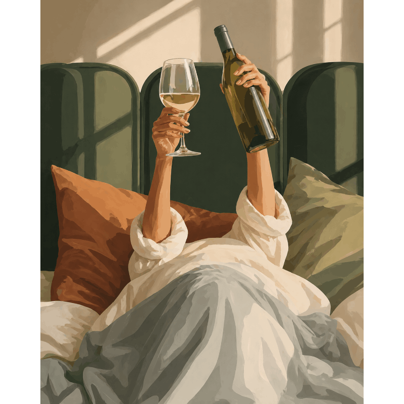 Wijn in bed