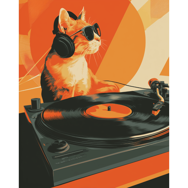 Kat is een dj