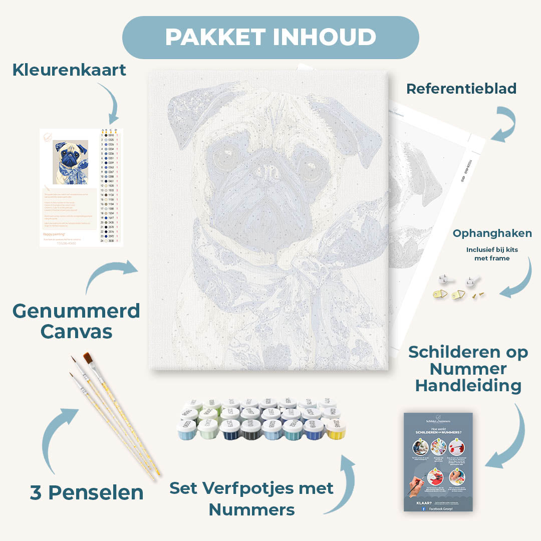 Delfts blauwe mopshond