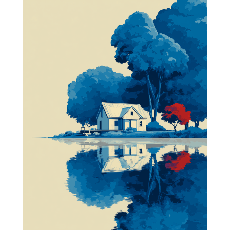 Blauwe reflectie - Schilder Op Nummers