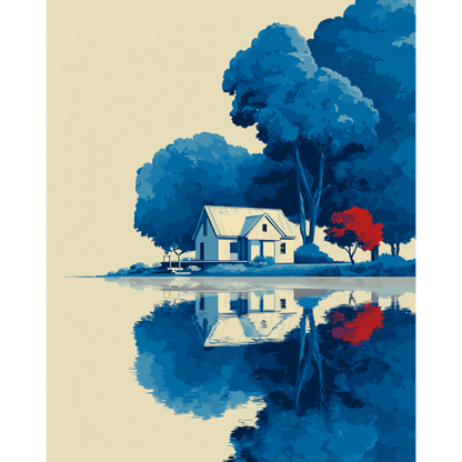 Blauwe reflectie - Schilder Op Nummers