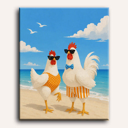 Kippen op het strand