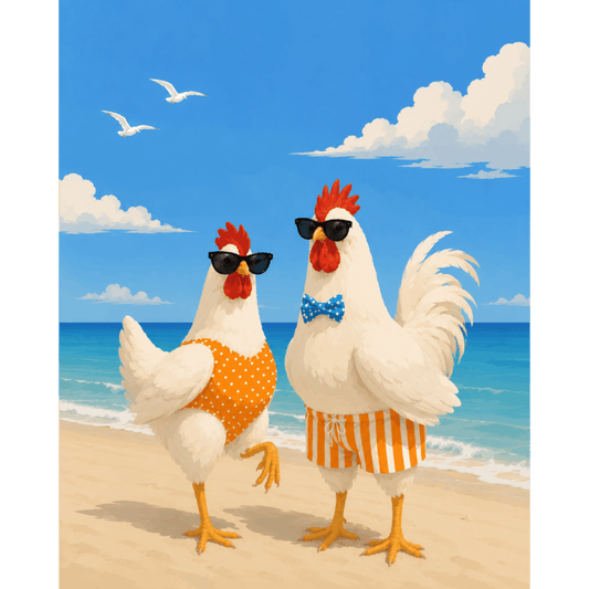 Kippen op het strand