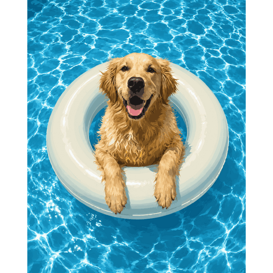 Zwemmende golden retriever