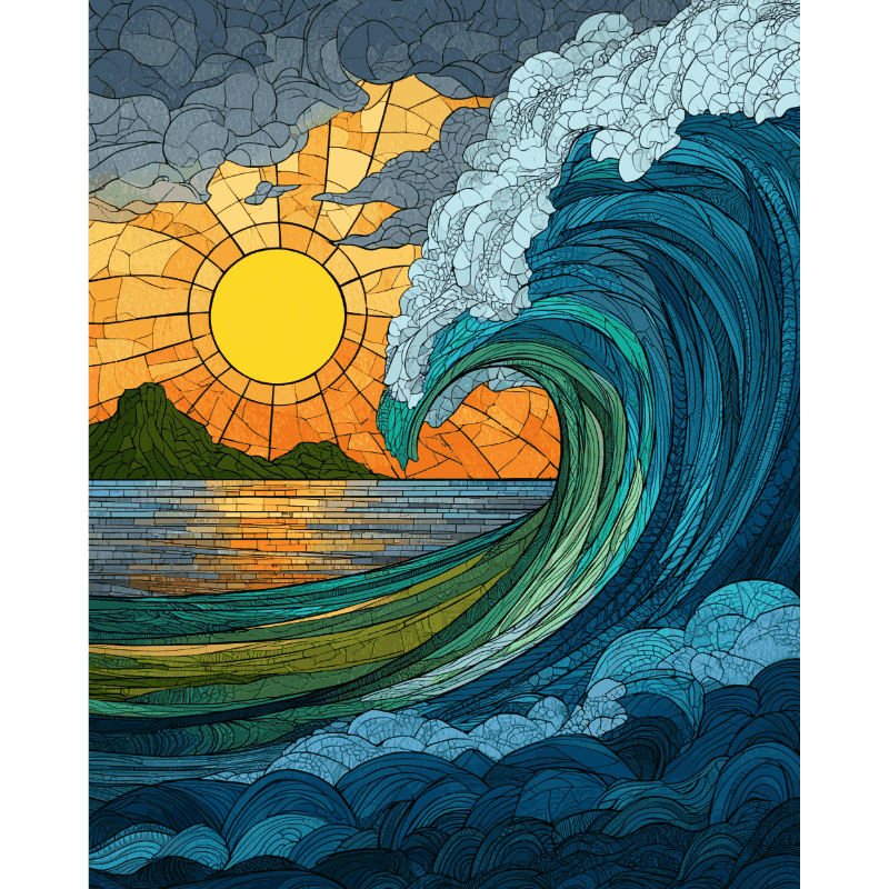 Glas-in-lood golven