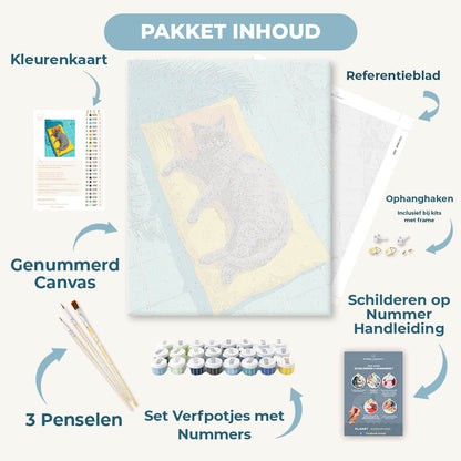 Grijze kat bij het zwembad