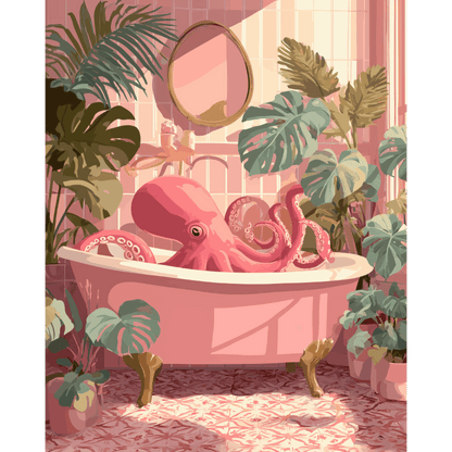 Roze octopus bad