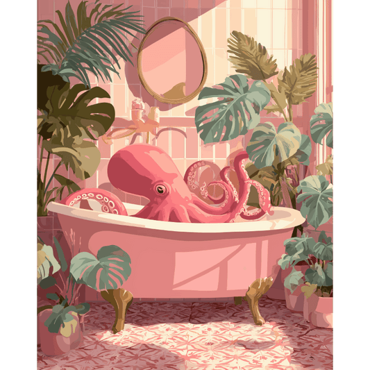 Roze octopus bad