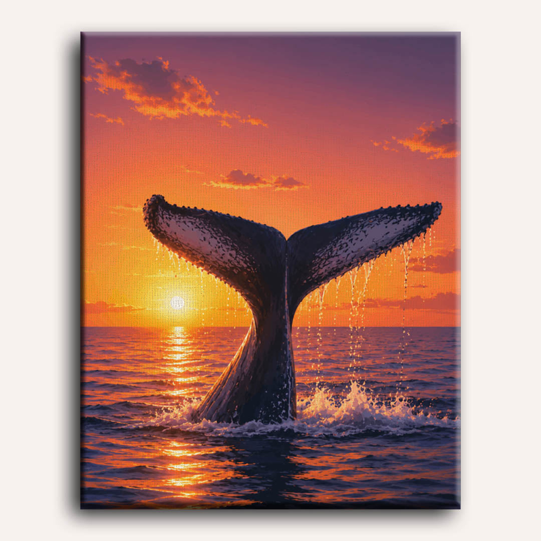 Walvisstaart bij zonsondergang