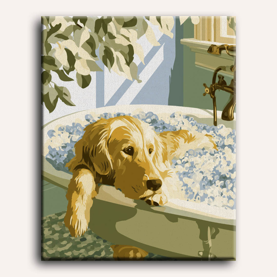 Golden retriever in bad
