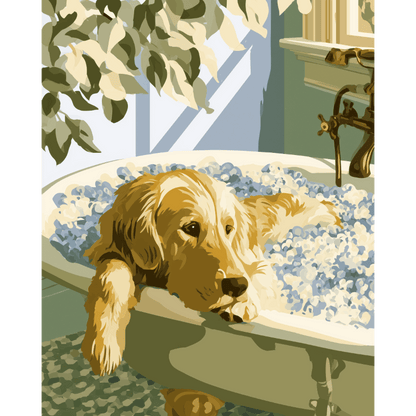 Golden retriever in bad
