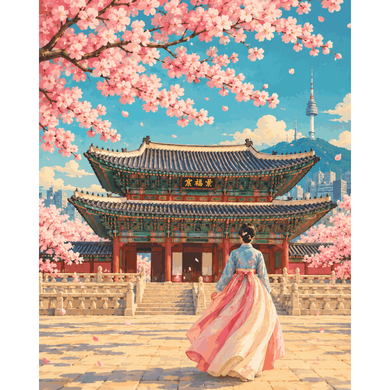 Lente bij Gyeongbokgung - Schilder Op Nummers