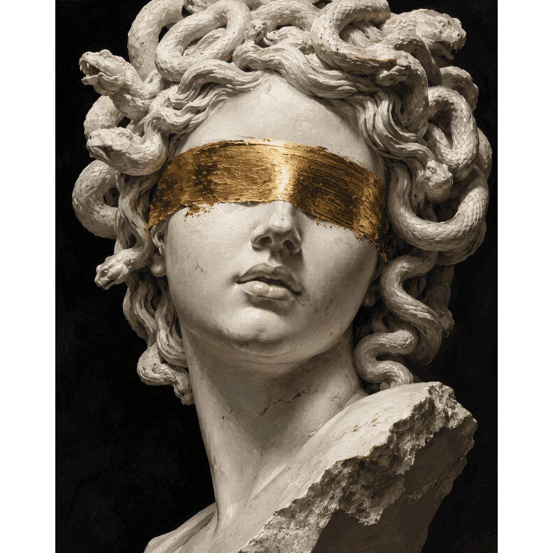 Geblinddoekte Medusa