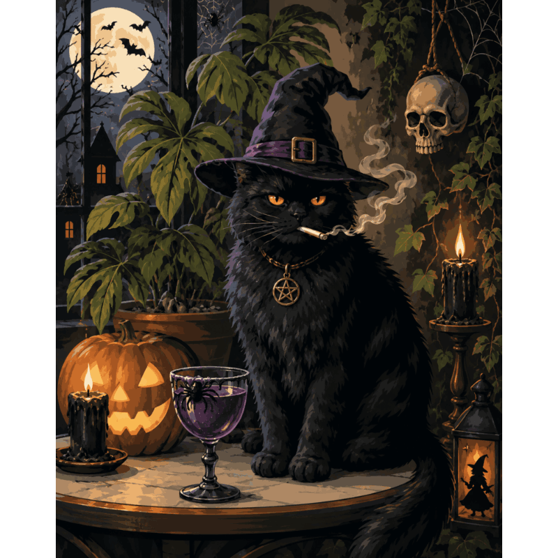 Halloween chagrijnige kat