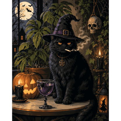Halloween chagrijnige kat