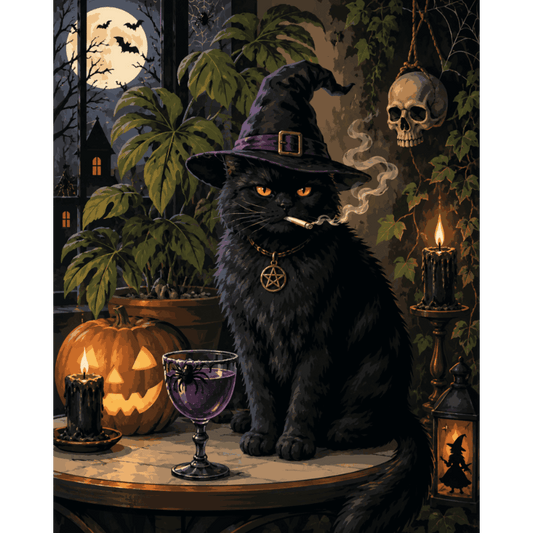 Halloween chagrijnige kat