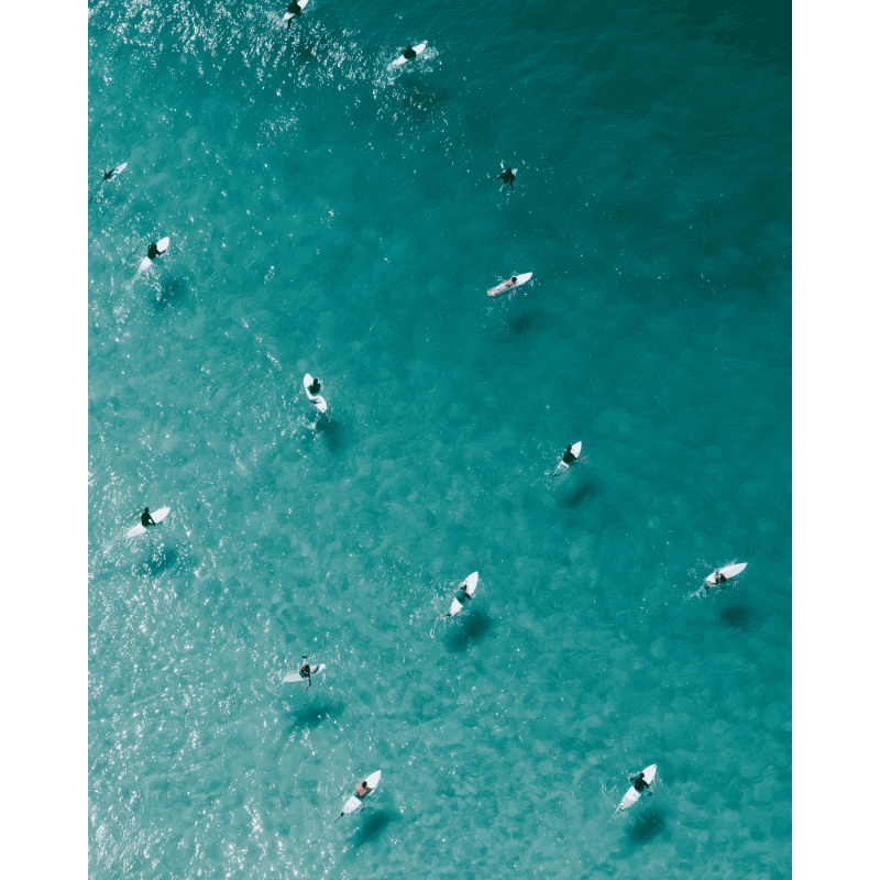 Surfers van bovenaf