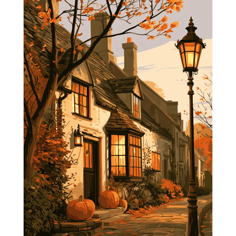 Herfst op Lantaarnlaan - Schilder op nummers