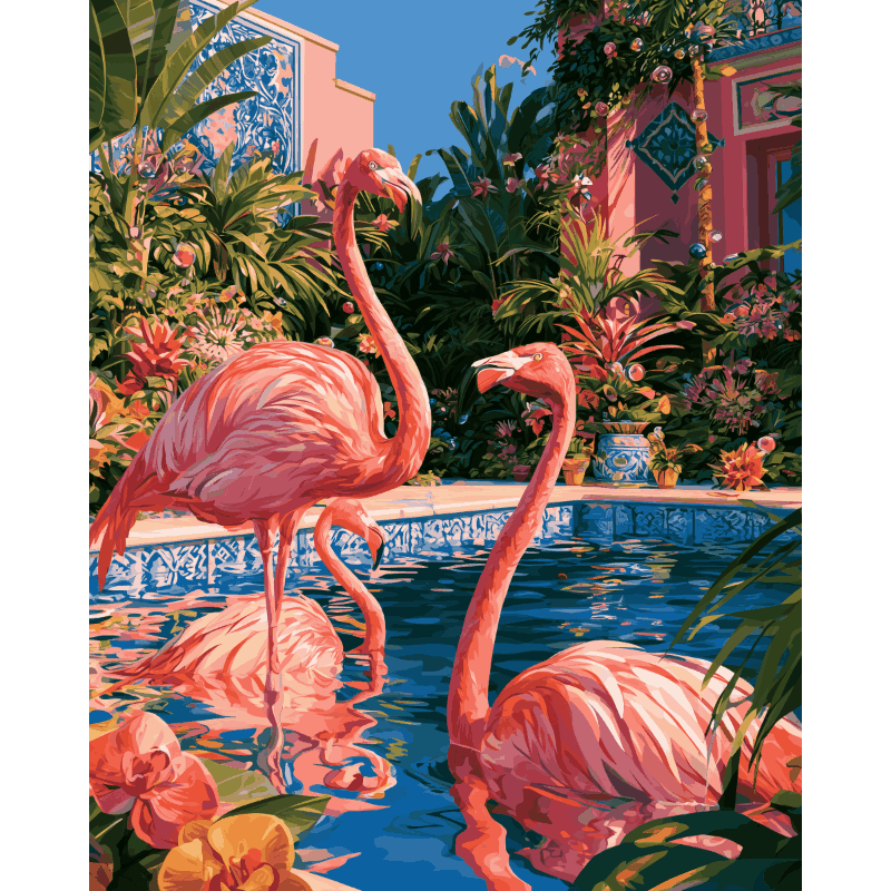 Flamingo oase - Schilder op nummers