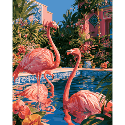Flamingo oase - Schilder op nummers