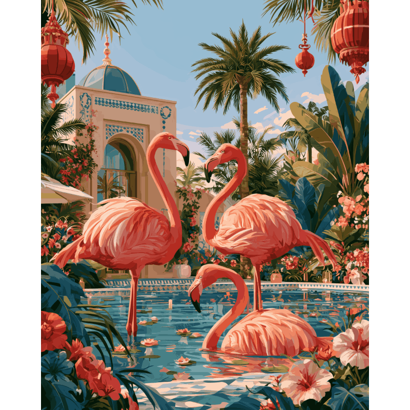 Flamingo paradijs - Schilder op nummers