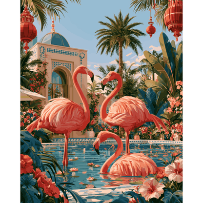 Flamingo paradijs - Schilder op nummers