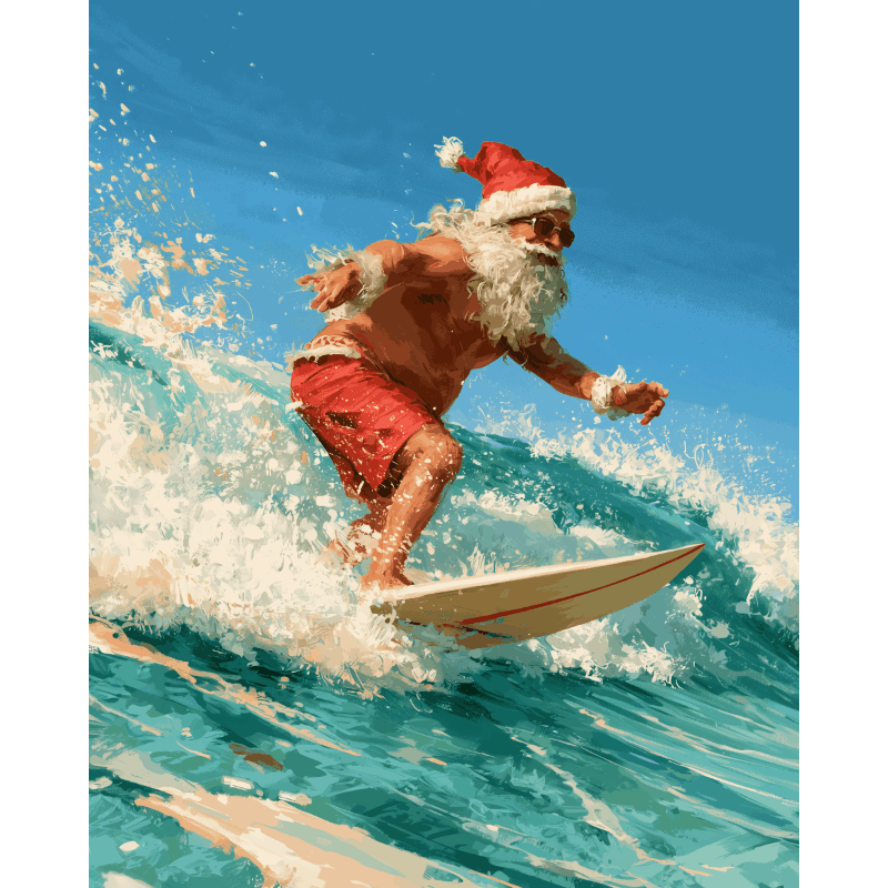 Surfende Kerstman - Schilder op nummers