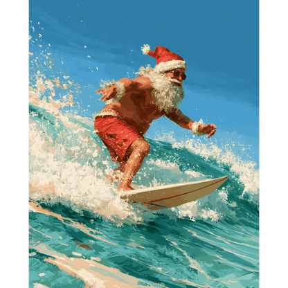 Surfende Kerstman - Schilder op nummers