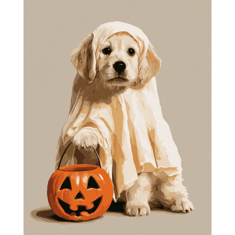 Klein spookpuppy - Schilder op nummers