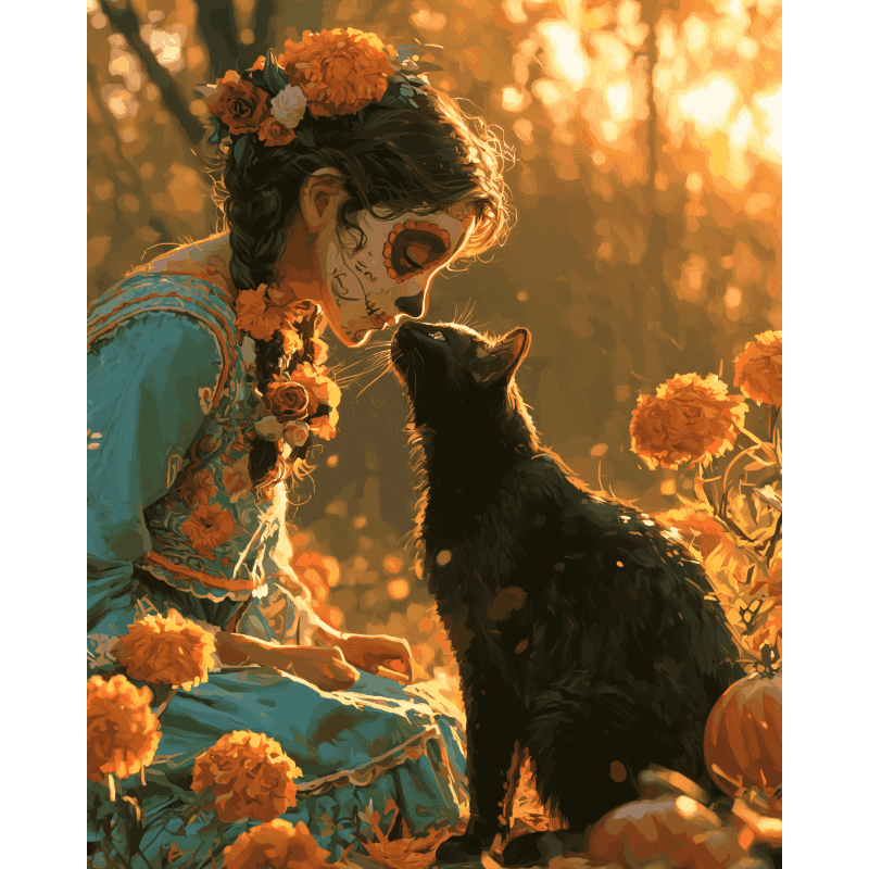 Día de los Muertos kat - Schilder op nummers
