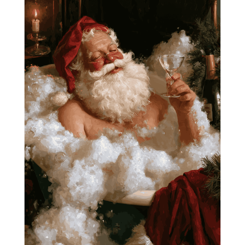 Kerstman bubbelbad - Schilder Op Nummers