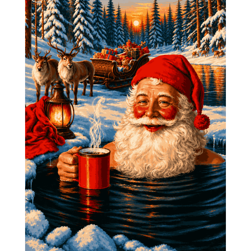 Kerstman jacuzzi - Schilder Op Nummers