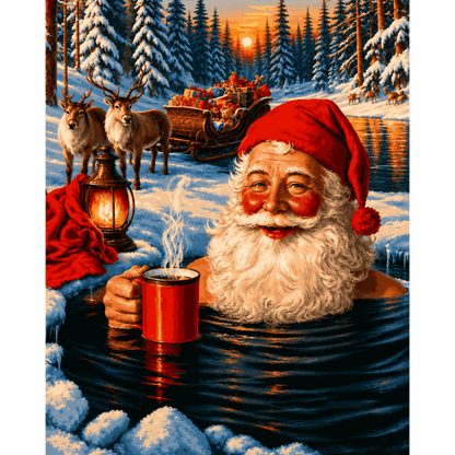 Kerstman jacuzzi - Schilder Op Nummers