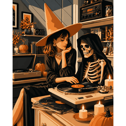 Spookachtige vinylnacht - Schilder Op Nummers