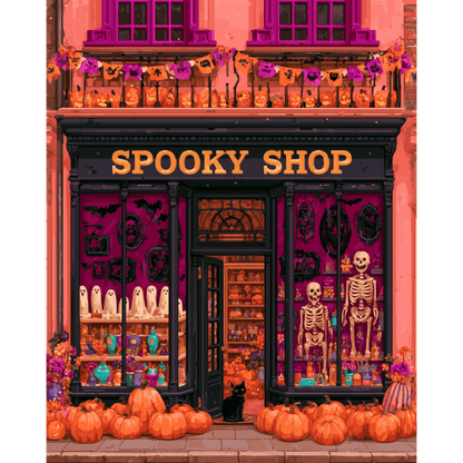 De spookachtige winkel - Schilder Op Nummers