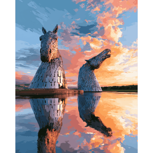 Kelpies in de schemering - Schilder Op Nummers